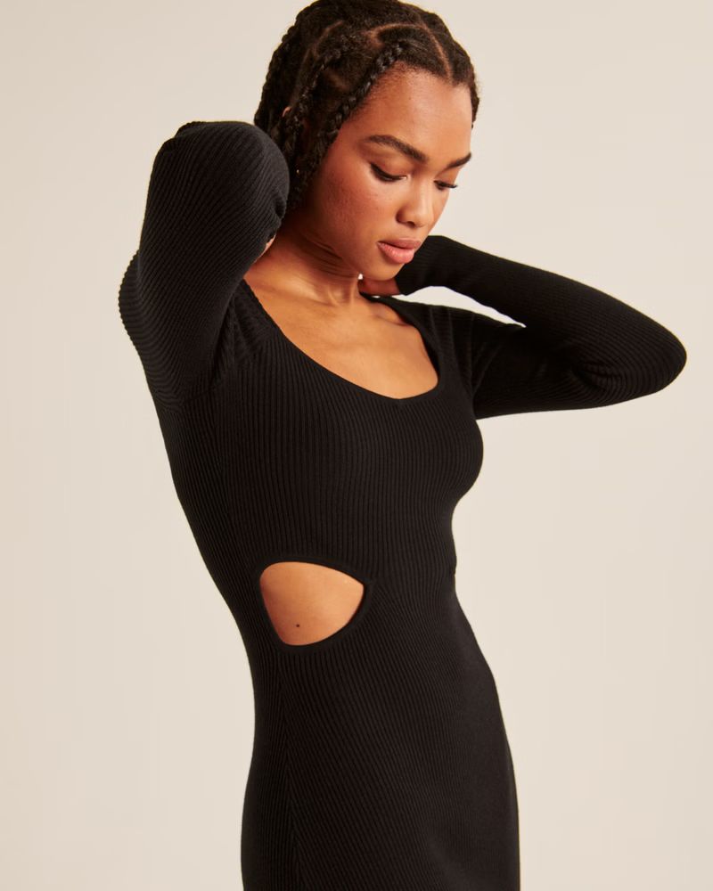 Women's Long-Sleeve Cutout Midi Sweater Dress | Women's Dresses & Jumpsuits | Abercrombie.com | Abercrombie & Fitch (US)