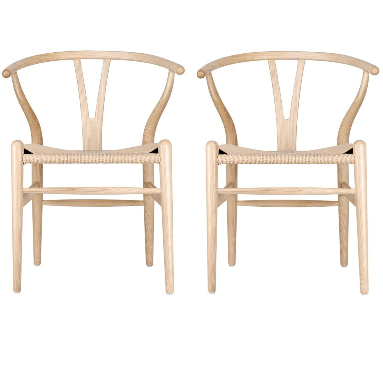 Tomile Woven Dining Chair Ash Wood Wishbone Chair, set of 2  Natural - Walmart.com | Walmart (US)