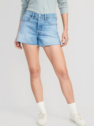 Higher High-Waisted Button-Fly A-Line Cutoff Jean Shorts for Women -- 3-inch inseam | Old Navy (CA)