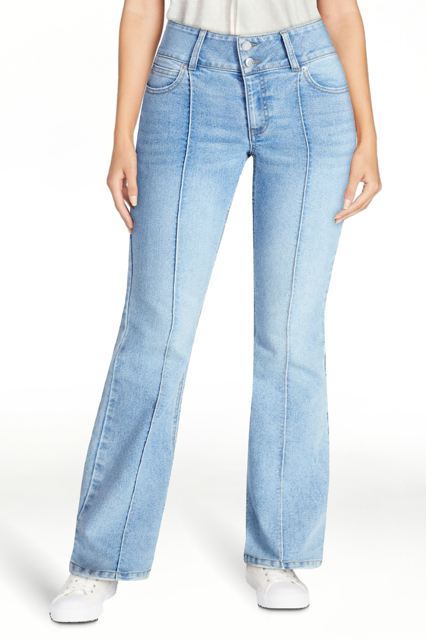 No Boundaries Pintuck Mini Bootcut Jeans, 32.5'' Inseam, Women's 00-20 | Walmart (US)