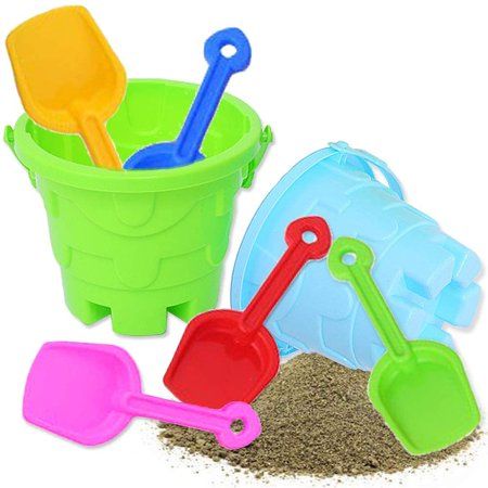 7 PCS Kids Beach Toys Set,Including 2 PCS Sand Buckets and 5 Colors Sand Shovels,Beach Sand Pail and | Walmart (US)