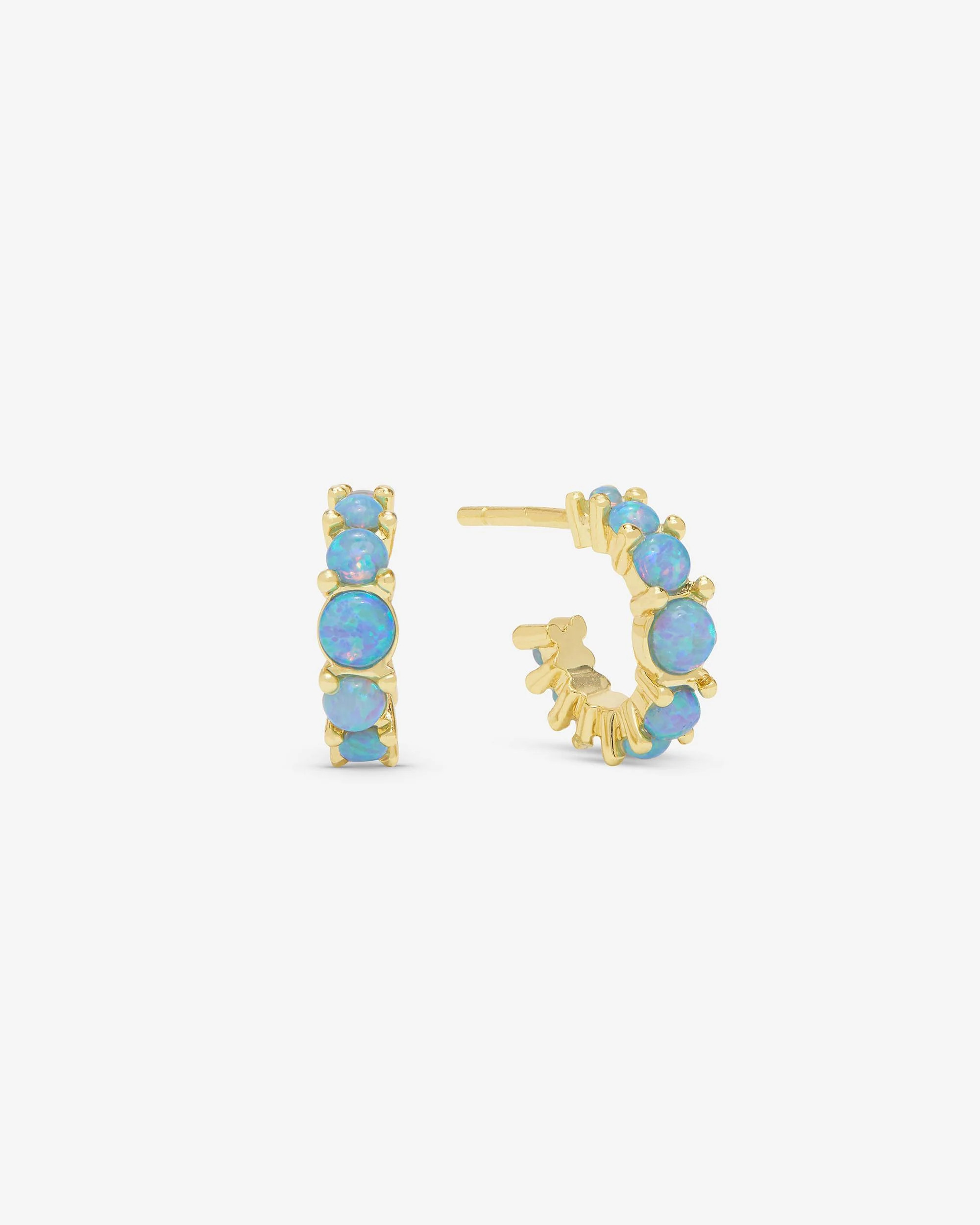"Oh She Fancy" Graduated Huggies - Gold|Blue Opal | Melinda Maria Jewelry