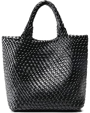 Woven Bag for Women, Vegan Leather Tote Bag Large Summer Beach Travel Handbag and Purse Retro Han... | Amazon (US)
