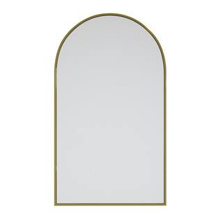 Glass Warehouse 22 in. W x 38 in. H Framed Arched Bathroom Vanity Mirror in Satin Brass SF-ARC-22... | The Home Depot