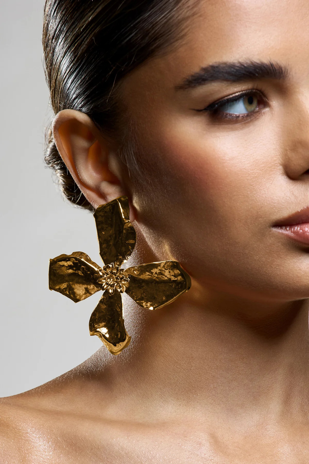 Zinna | Gold Flower Statement Earrings | Club L London