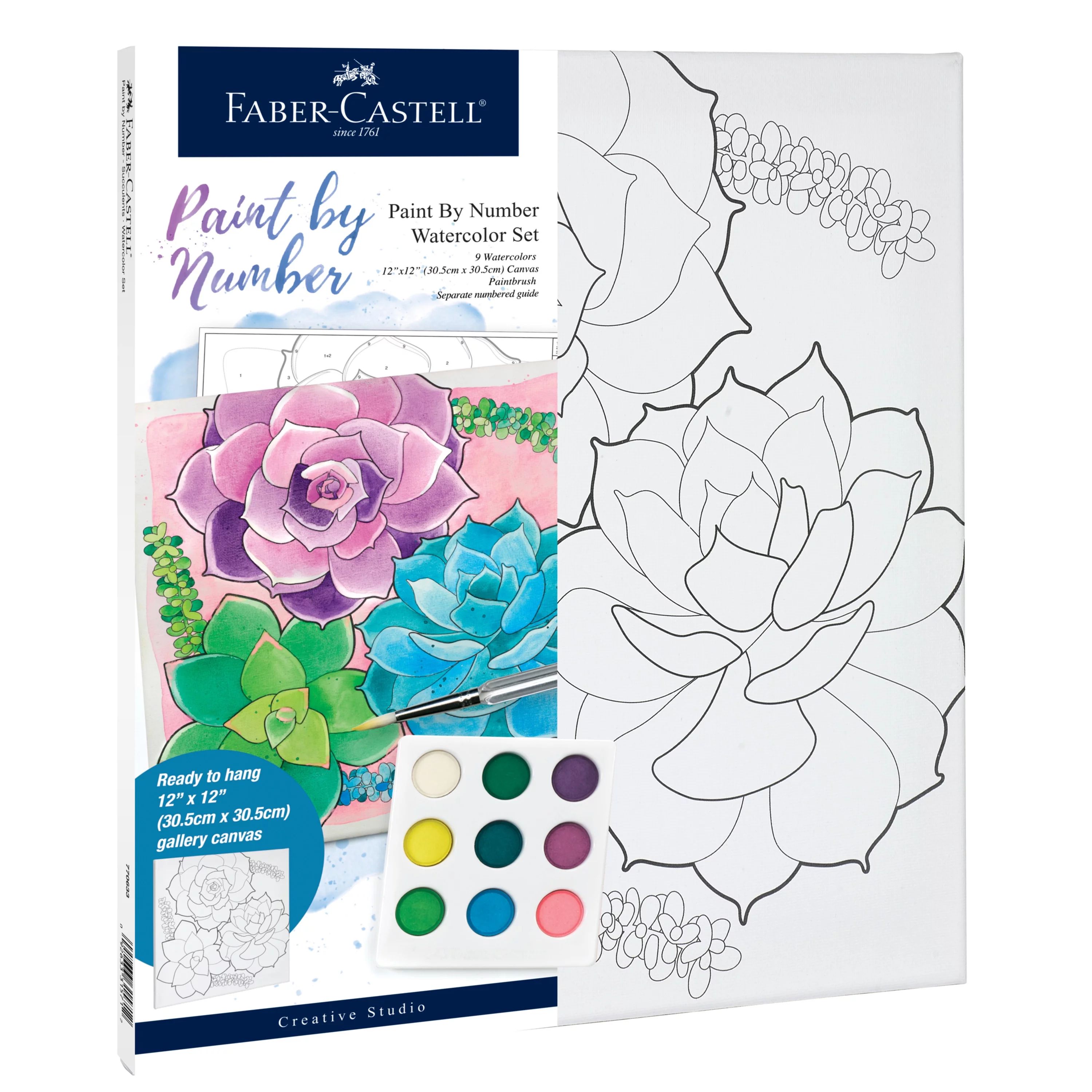 Faber-Castell Watercolor Paint by Number Succulent - Adult Art Set for Boys and Girls - Walmart.c... | Walmart (US)
