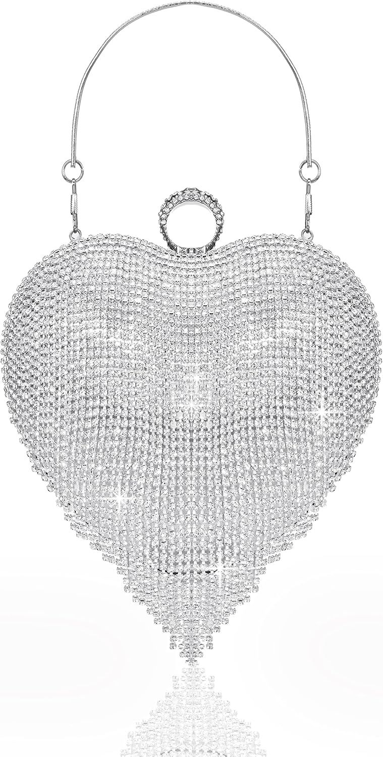 BABEYOND Women's Rhinestone Clutch Evening Bag - Heart Shape Glitter Tassel Purse for 1920s Party Pr | Amazon (US)