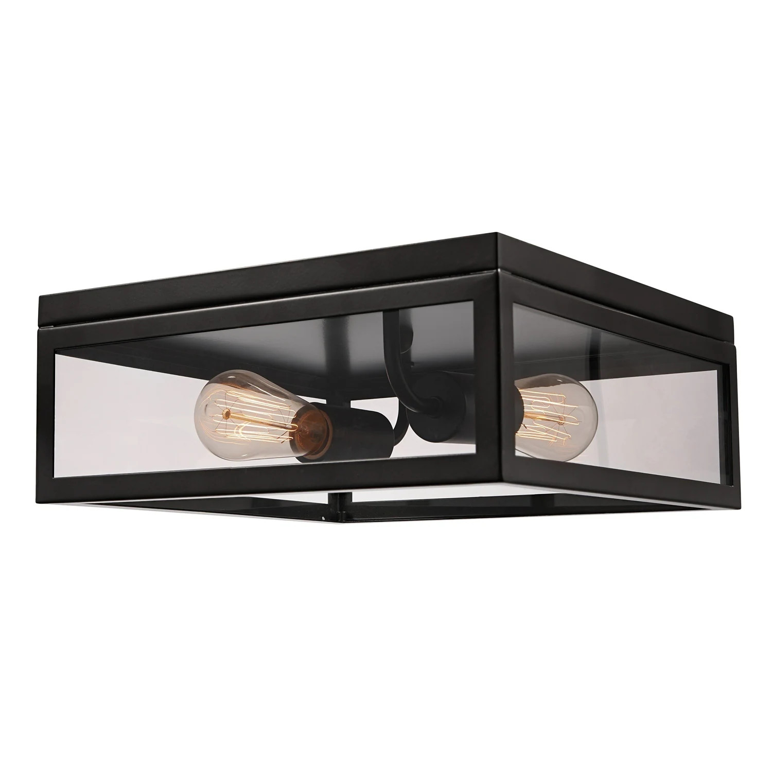 Memphis 2-Light Flush Mount Ceiling Light, 4 Clear Glass Panes - 13" L x 13" W x 5.12" H | Bed Bath & Beyond