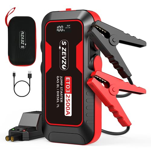 ET03 Car Jump Starter 2500A Jump Starter Battery Pack for Up to 8.0L Gas and 7.0L Diesel Engines,... | Amazon (US)