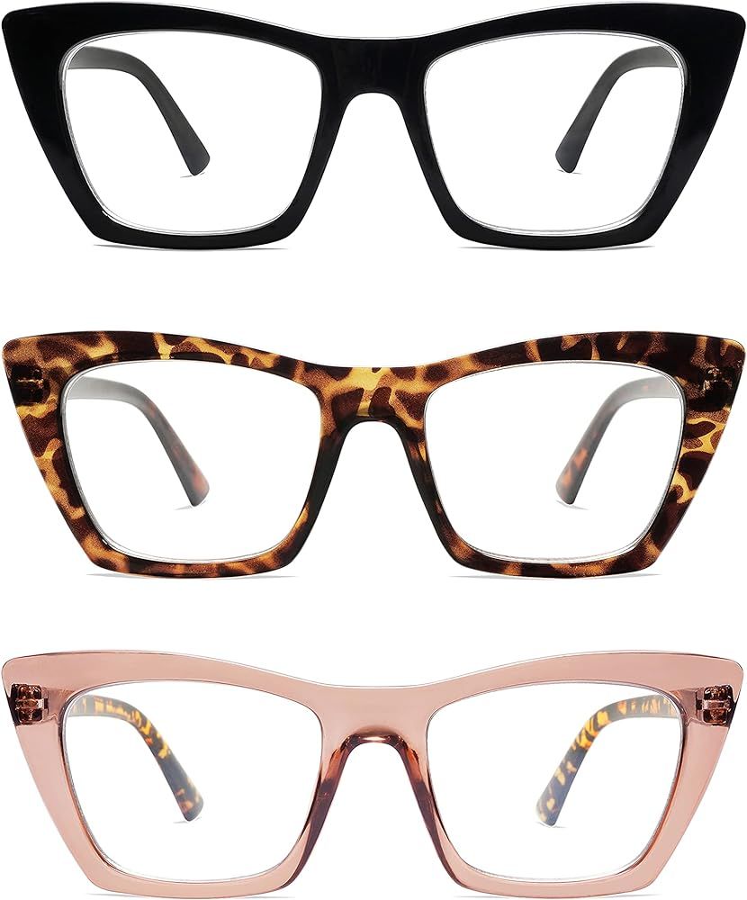 AMOMOMA Oversized Reading Glasses for Women,Trendy Cat eye Blue Light Computer Reader AM6028 | Amazon (US)