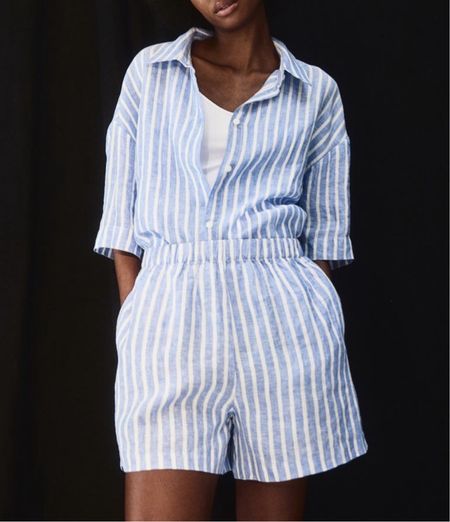 Blue and white striped linen shirt and shorts matching set 

#LTKSeasonal #LTKstyletip #LTKfindsunder50