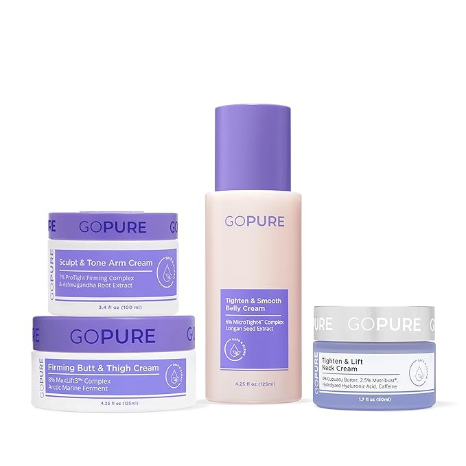 goPure - Body Confidence Set - Neck, Butt & Thigh, Arm and Belly Cream | Amazon (US)