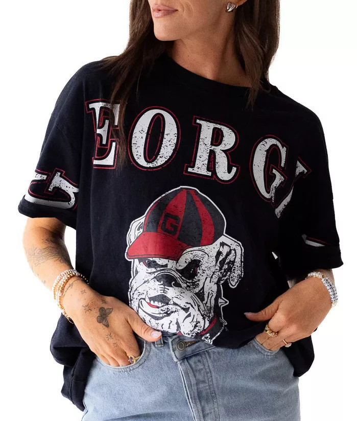 Gameday Social Women's Georgia Bulldogs Washed Black The Band Short Sleeve T-Shirt, Large | DICK'S Sporting Goods