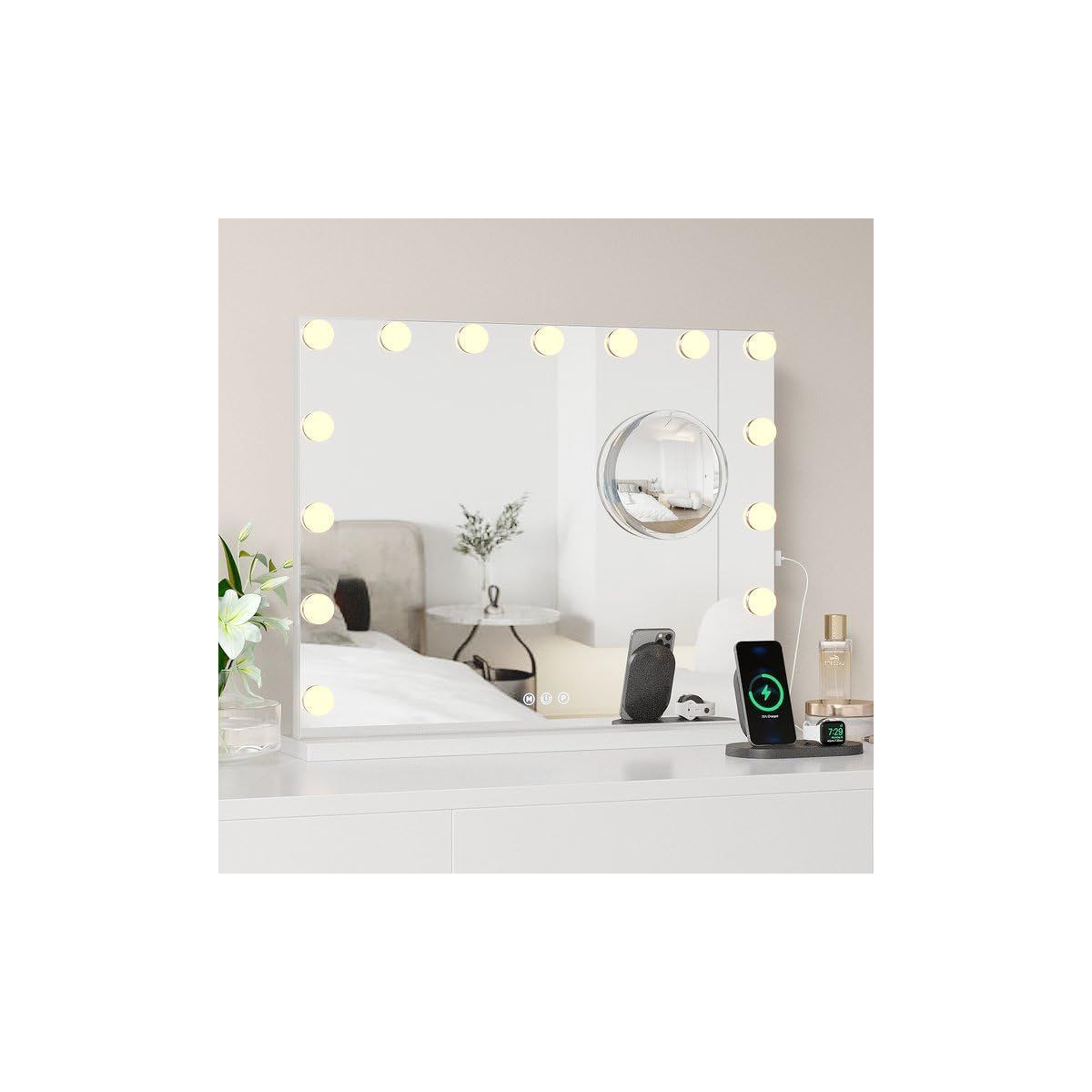 Vanity Mirror with Lights - 15 LED Bulbs, 3 Color Modes, USB & Type-C Charging, Touch Control Mak... | Target
