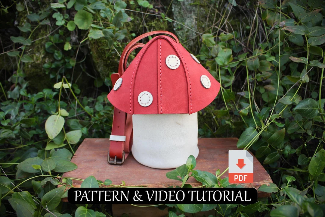 Mushroom Shoulder Bag DIY Tutorial: Leather & Vegan PDF Pattern - Etsy | Etsy (US)