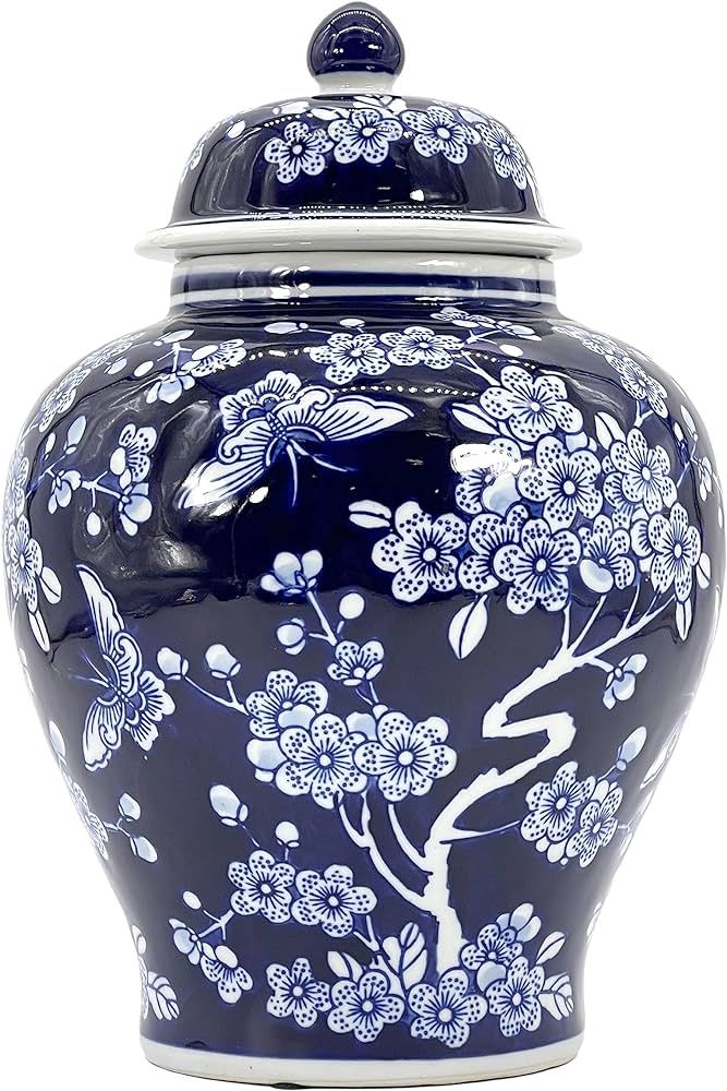 Galt International Dark Blue Floral Chinoiserie Jar 12" w/Lid - Ginger Jar, Tea Storage, Decorati... | Amazon (US)