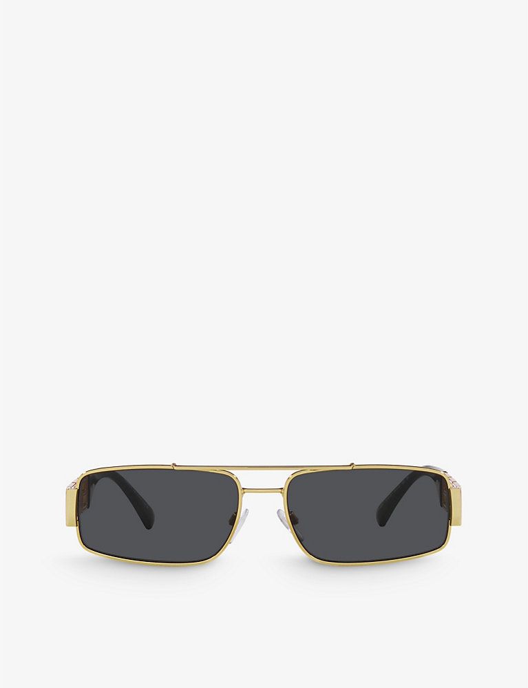VE2257 Greca-hardware rectangle-frame metal sunglasses | Selfridges