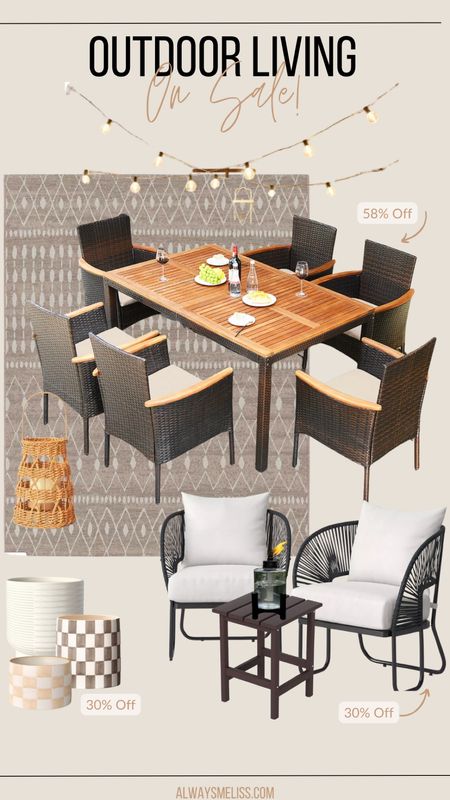 Target recently marked down some of their outdoor items. This outdoor dining table is on major sale. Love the chairs too! Some of the flower pots marked down like the checkered pots. 

Outdoor Pario
Outdoor Dining 
Target