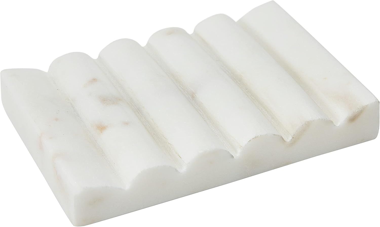 Creative Co-Op Contemporary Carved Marble Bathrooms Soap Dish, White | Amazon (US)