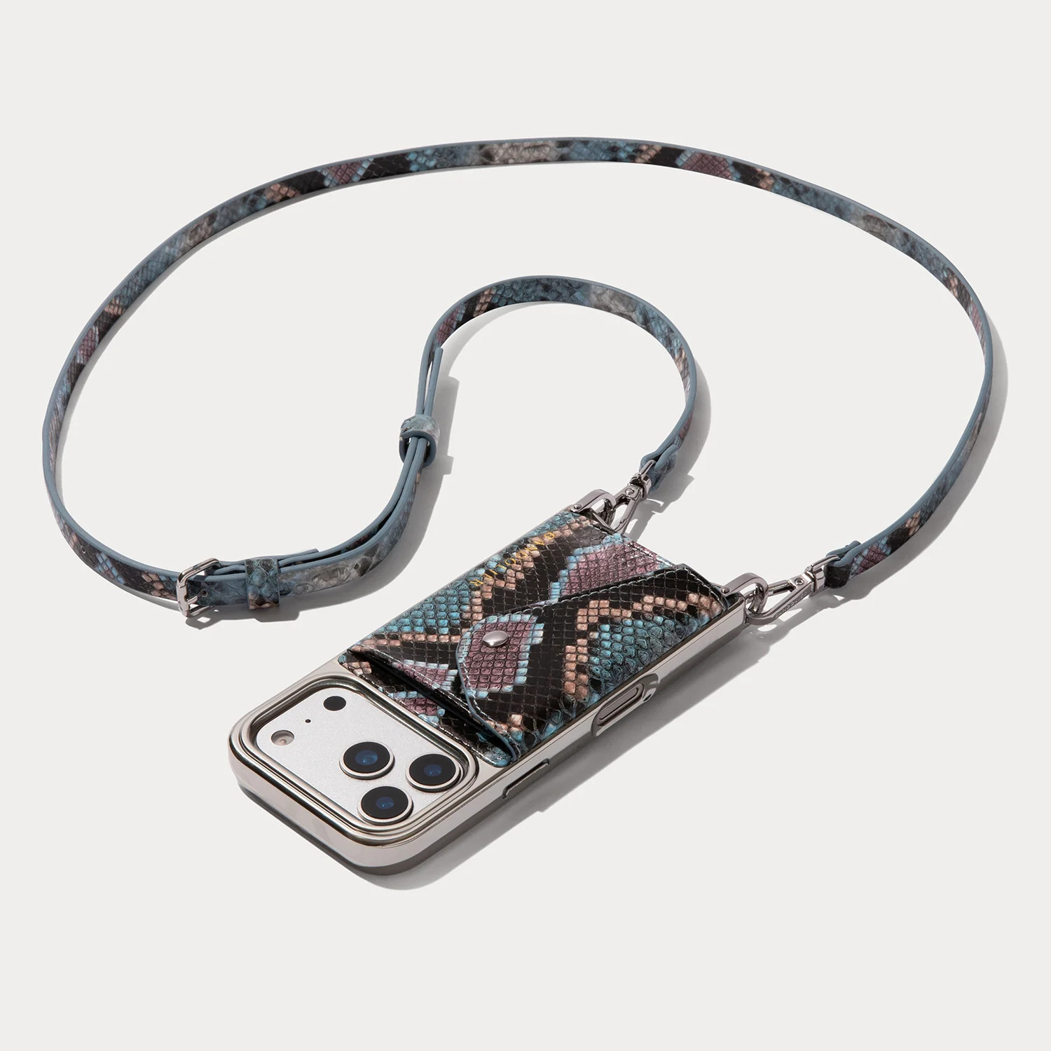 Donna Chrome Crossbody Phone Case - Prism Snake/Silver Chrome | Bandolier
