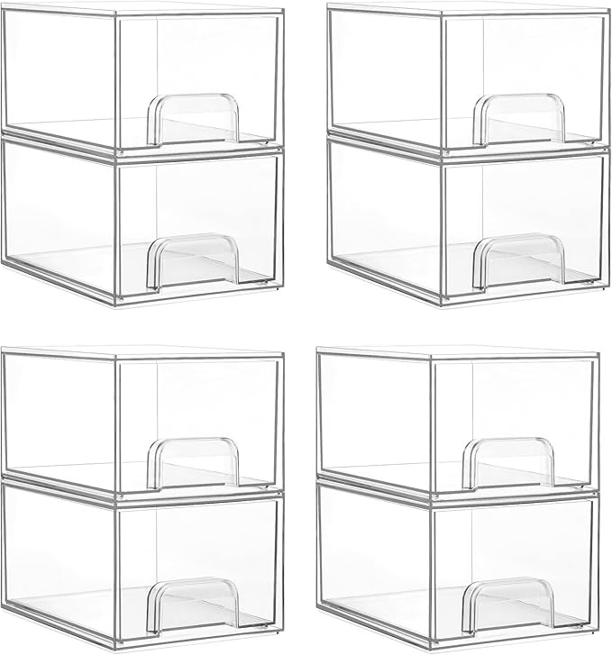 Vtopmart 8 Pack Small Clear Stackable Storage Drawers | Amazon (US)