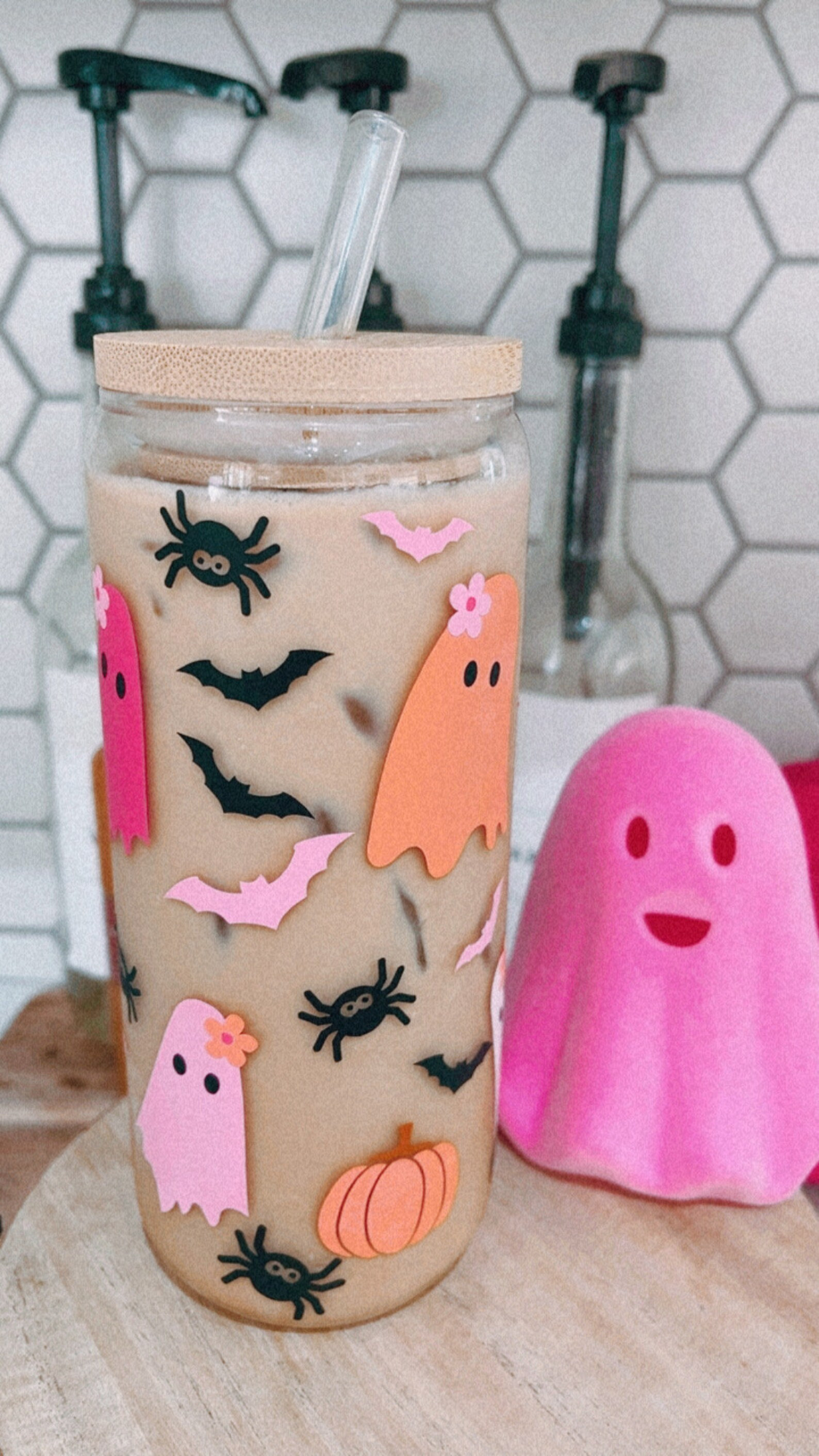 Retro Halloween Glass Pink Ghostie Cup Pink Halloween Glass Pink Retro Halloween Cup - Etsy | Etsy (US)