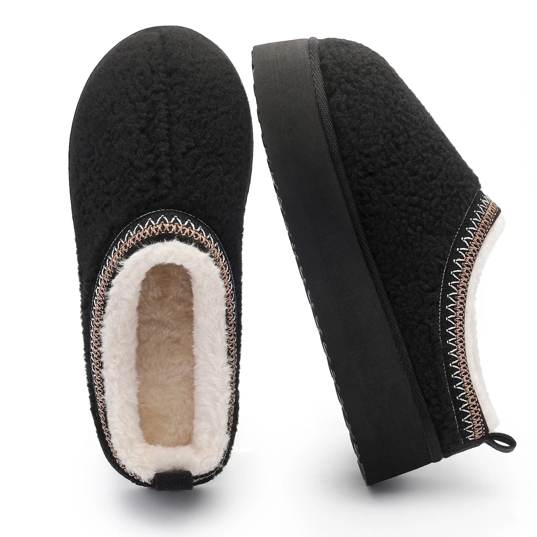 Vonmay Women's Cozy Platform Slippers, Warm Faux Fleece-Lined Indoor Outdoor Slippers with Anti-S... | Walmart (US)