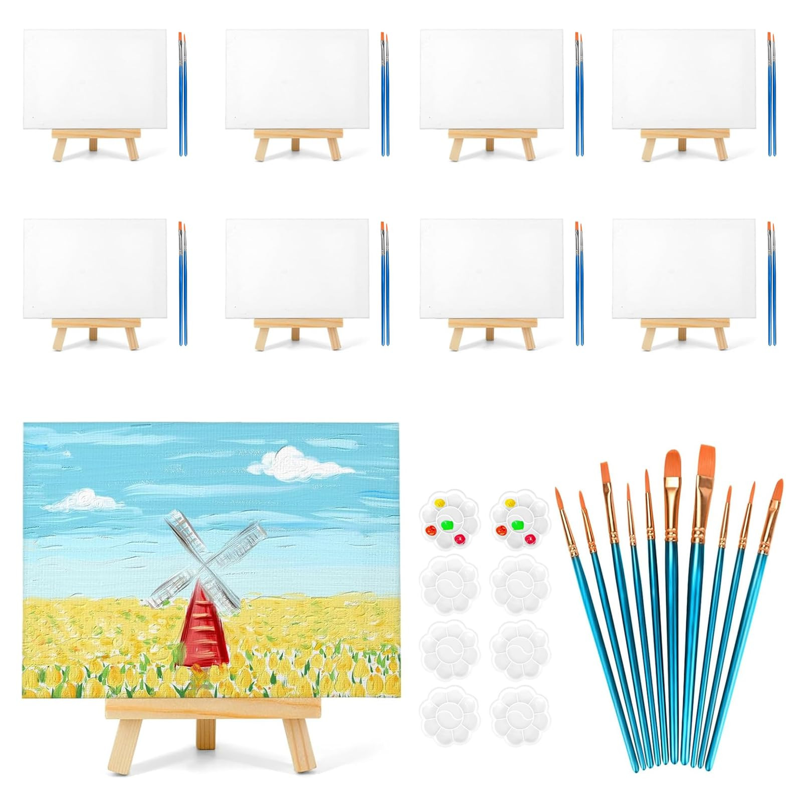 8 Pack 8x10 in Canvas Boards for Painting,Canvas for Painting with 9.5" Easel, Art Canvas Paintin... | Amazon (US)