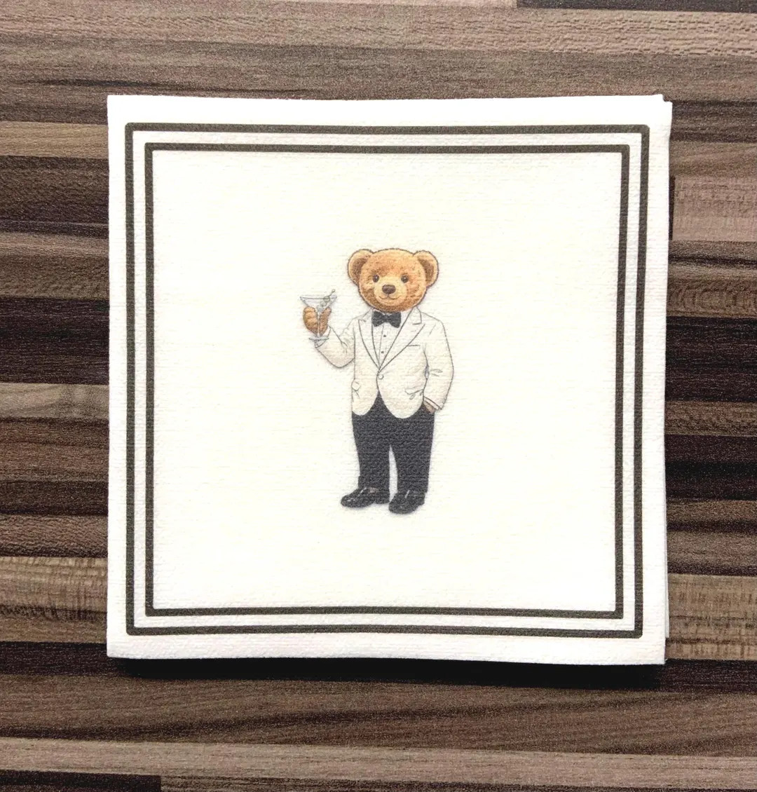 16 PCS Teddy Bear MARTINI Napkins Baby Shower Birthday Party 5 x 5 Inches  Supplies Banquet Sprin... | Etsy (US)