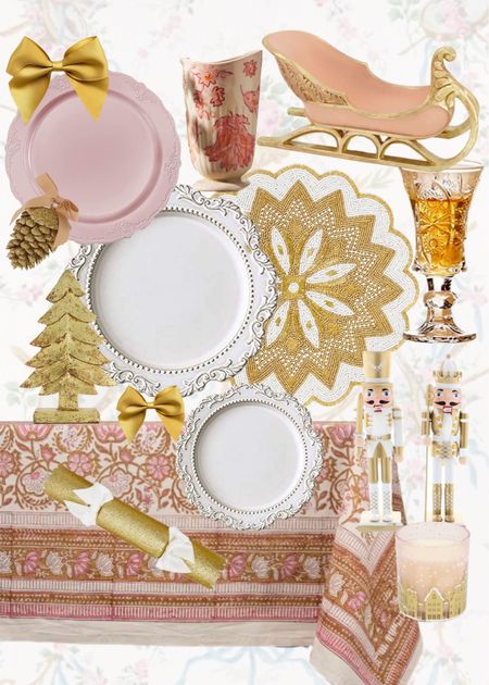 Pink and gold pastel Christmas table inspiration with lots of details and textures

#LTKSeasonal #LTKHoliday #LTKhome