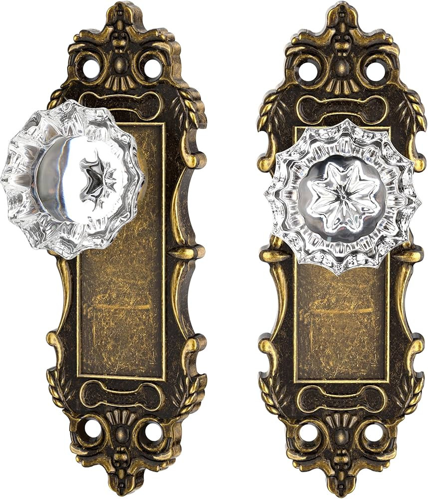 Antique Dummy Door Knobs Interior Bronze 2 Pack Doorknob Crystal Glass Closet Door Handle Vintage... | Amazon (US)