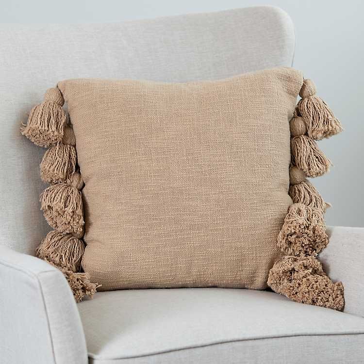 Tan Boho Side Tassel Pillow | Kirkland's Home