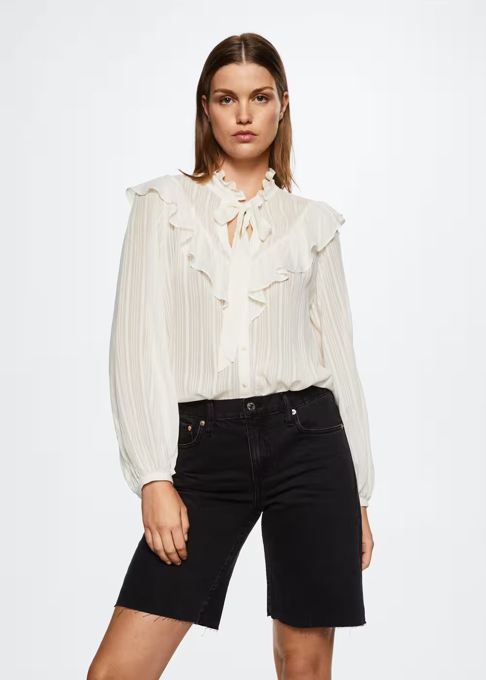 Lace flowy blouse -  Women | Mango USA | MANGO (US)