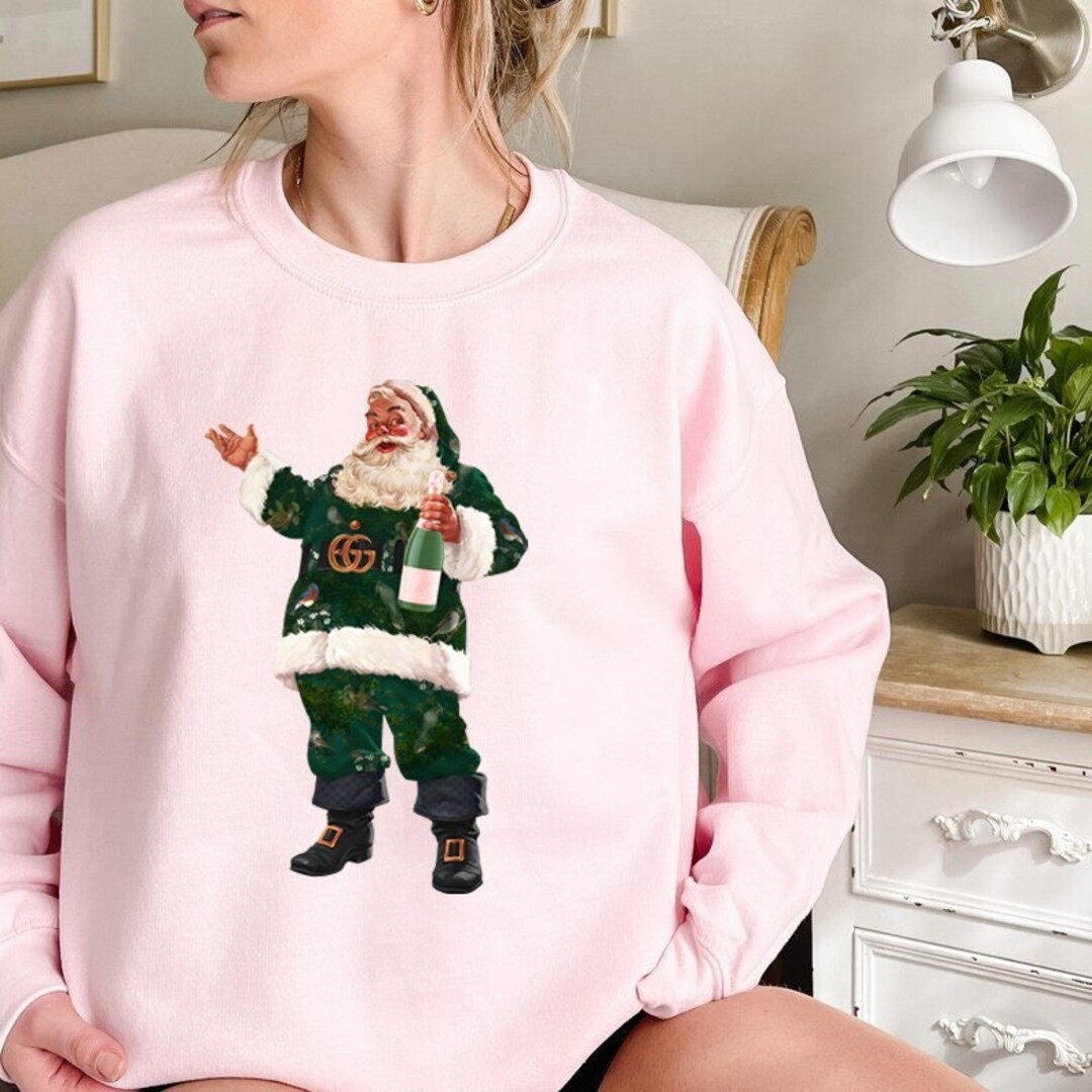 Retro Santa Sweatshirt, Retro Santa Champagne Crewneck, Vintage Santa Hoodie, Retro Christmas San... | Etsy (US)