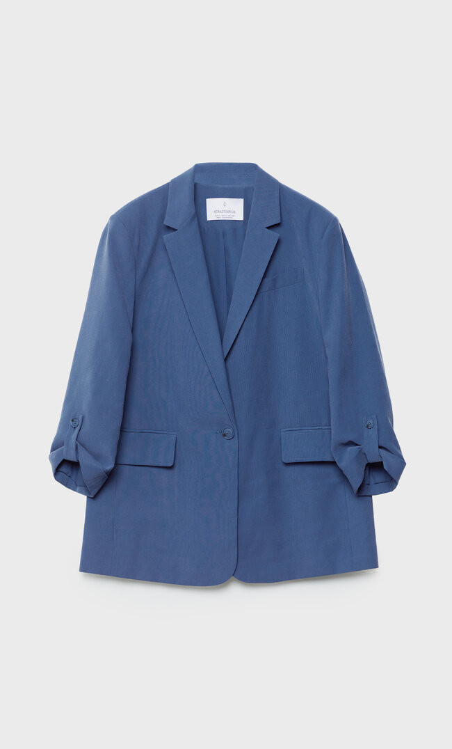 Straight fit linen blend blazer | Stradivarius (UK)