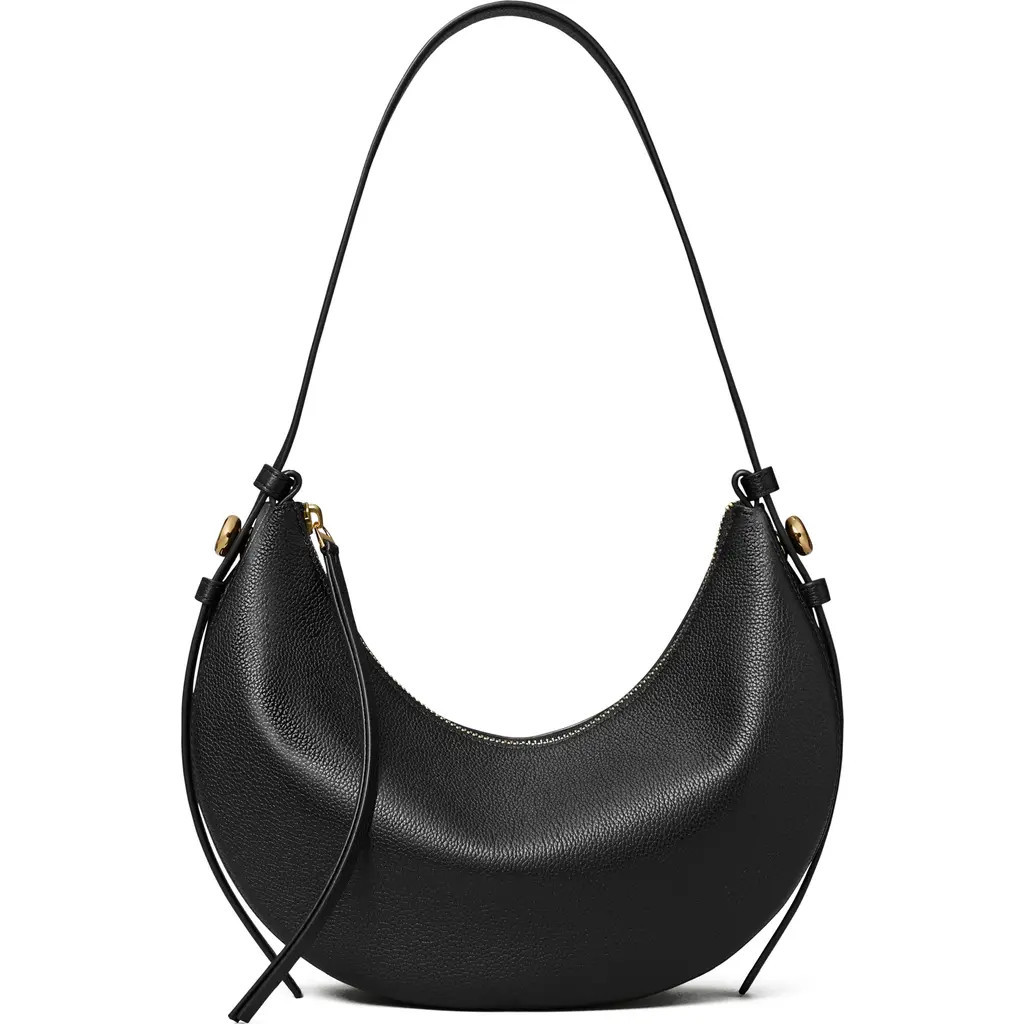 Tory Burch Romy Half Moon Shoulder Bag in Black at Nordstrom | Nordstrom