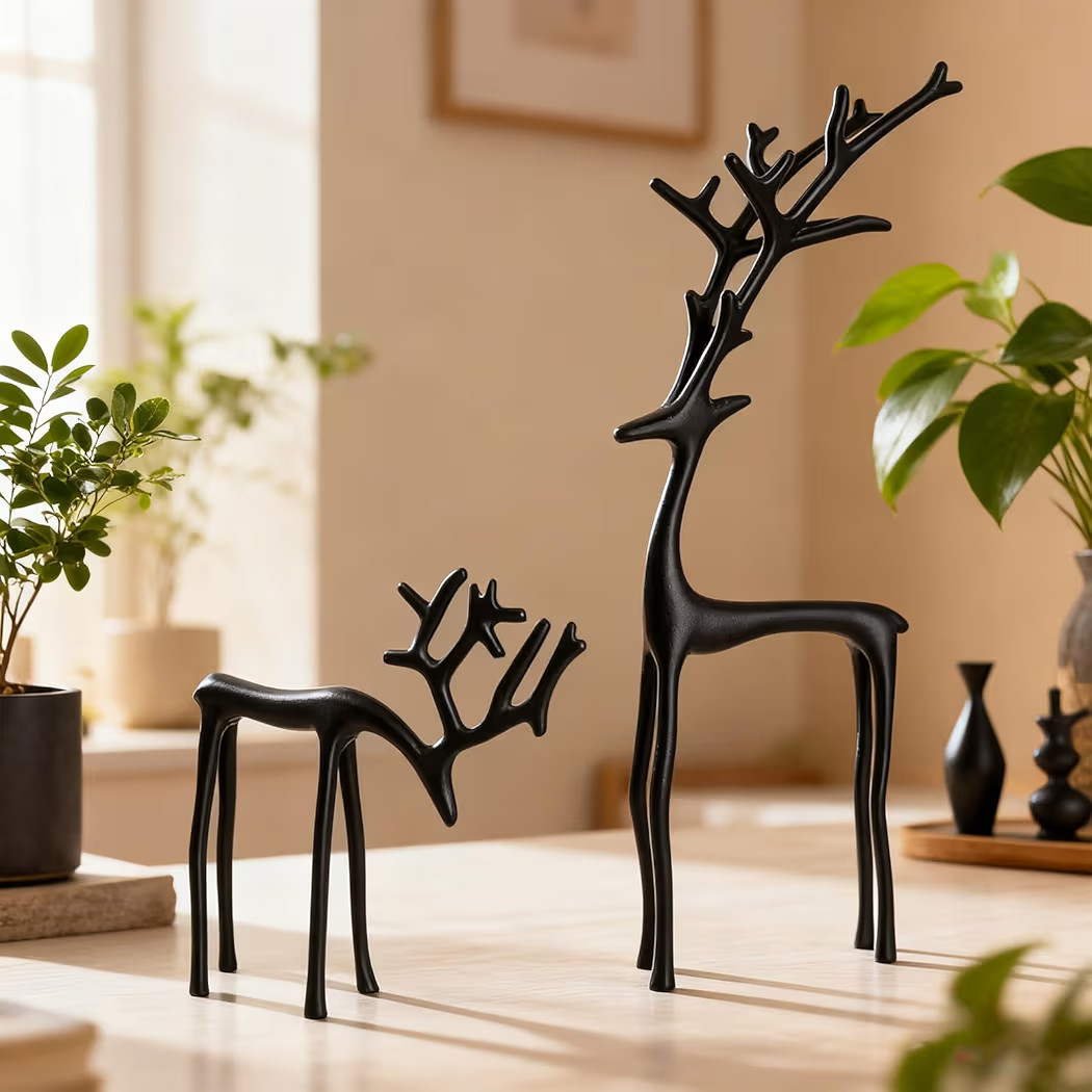 Christmas Decorations - Black Reindeer Statues - Modern Xmas Figurines - Table Centerpieces - Ele... | Amazon (US)