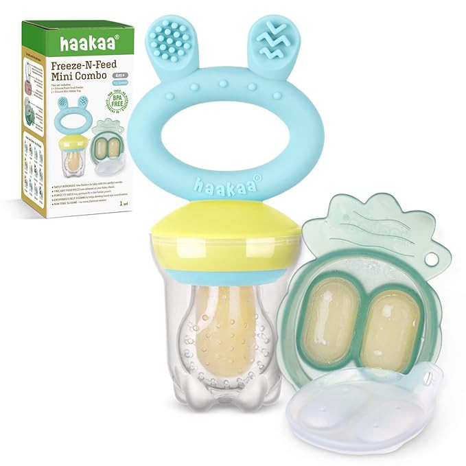 Haakaa Baby Fruit Food Feeder & Mini Freezer Nibble Tray Combo, Breastmilk Popsicle Molds for Bab... | Amazon (US)