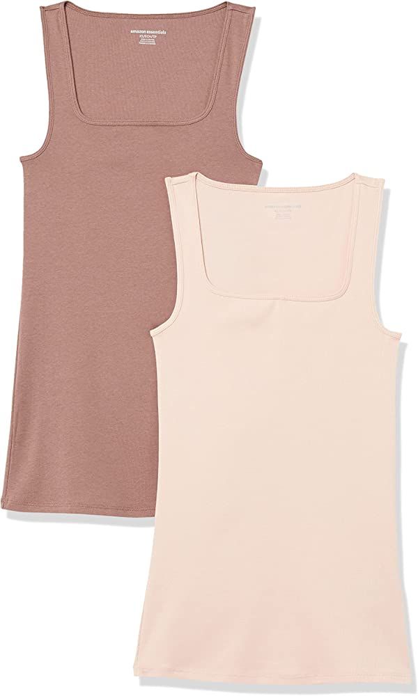 Amazon Essentials Women's 2-Pack Slim Fit Square Neck Tank | Amazon (US)