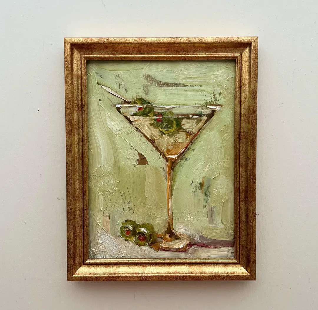 Impasto Dirty Martini Olive Oil Painting: Semi Abstract Still Life Art - Etsy | Etsy (US)