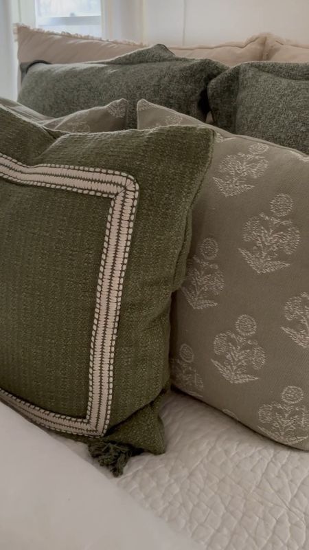 New Spring bedding set up in our master bedroom! I love these pops of green, these target pillows are the best!

#LTKVideo #LTKSeasonal #LTKhome