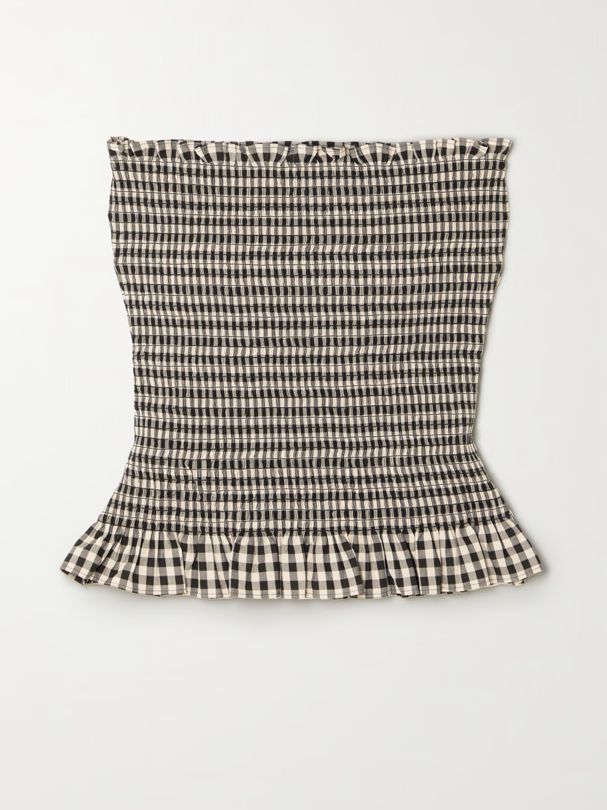 MOLLY GODDARD - Kim Shirred Ruffled Gingham Cotton Strapless Top - Black - UK 16 | NET-A-PORTER APAC