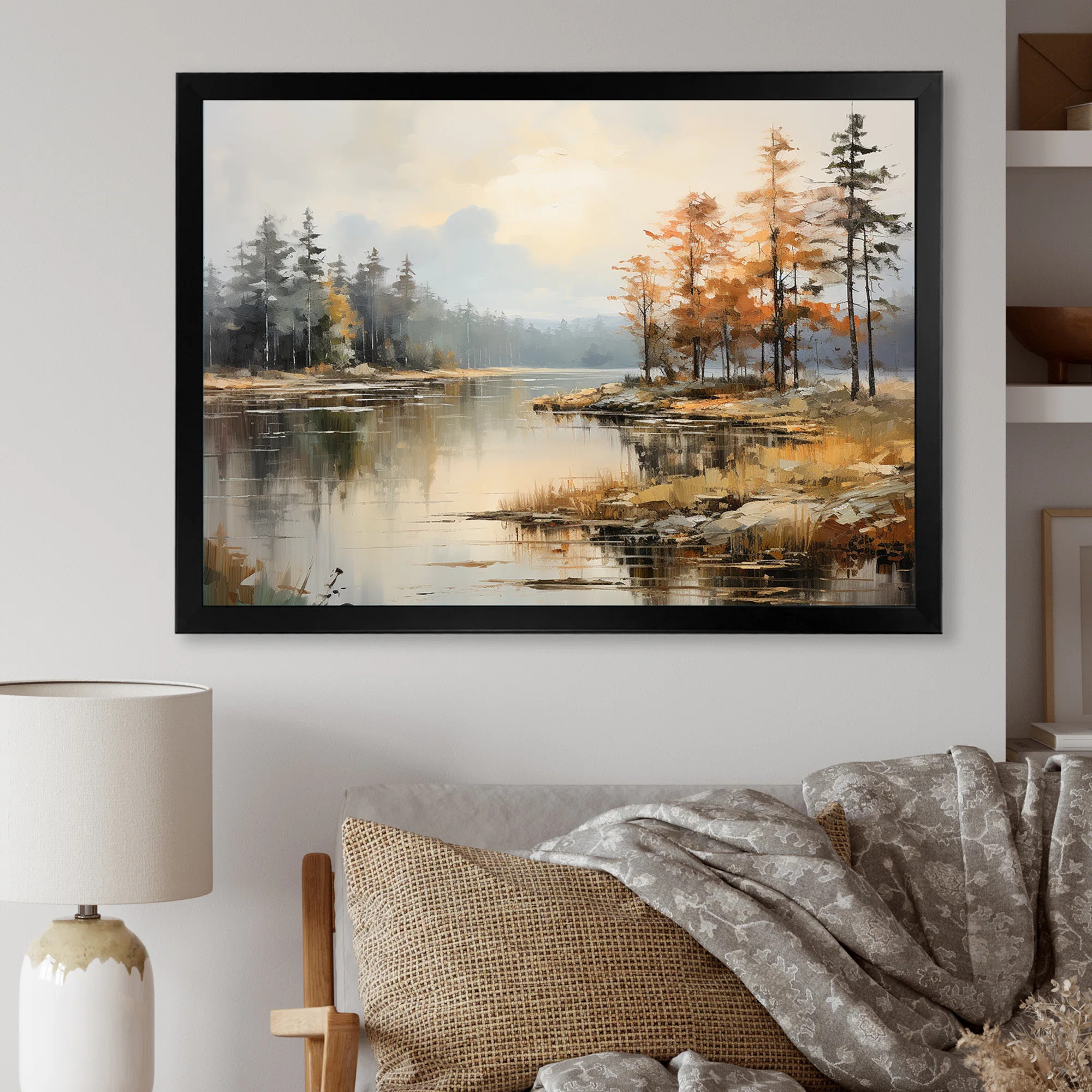 Lakeside Fall Foliage Serenity II - Lake River Wall Art | Wayfair North America