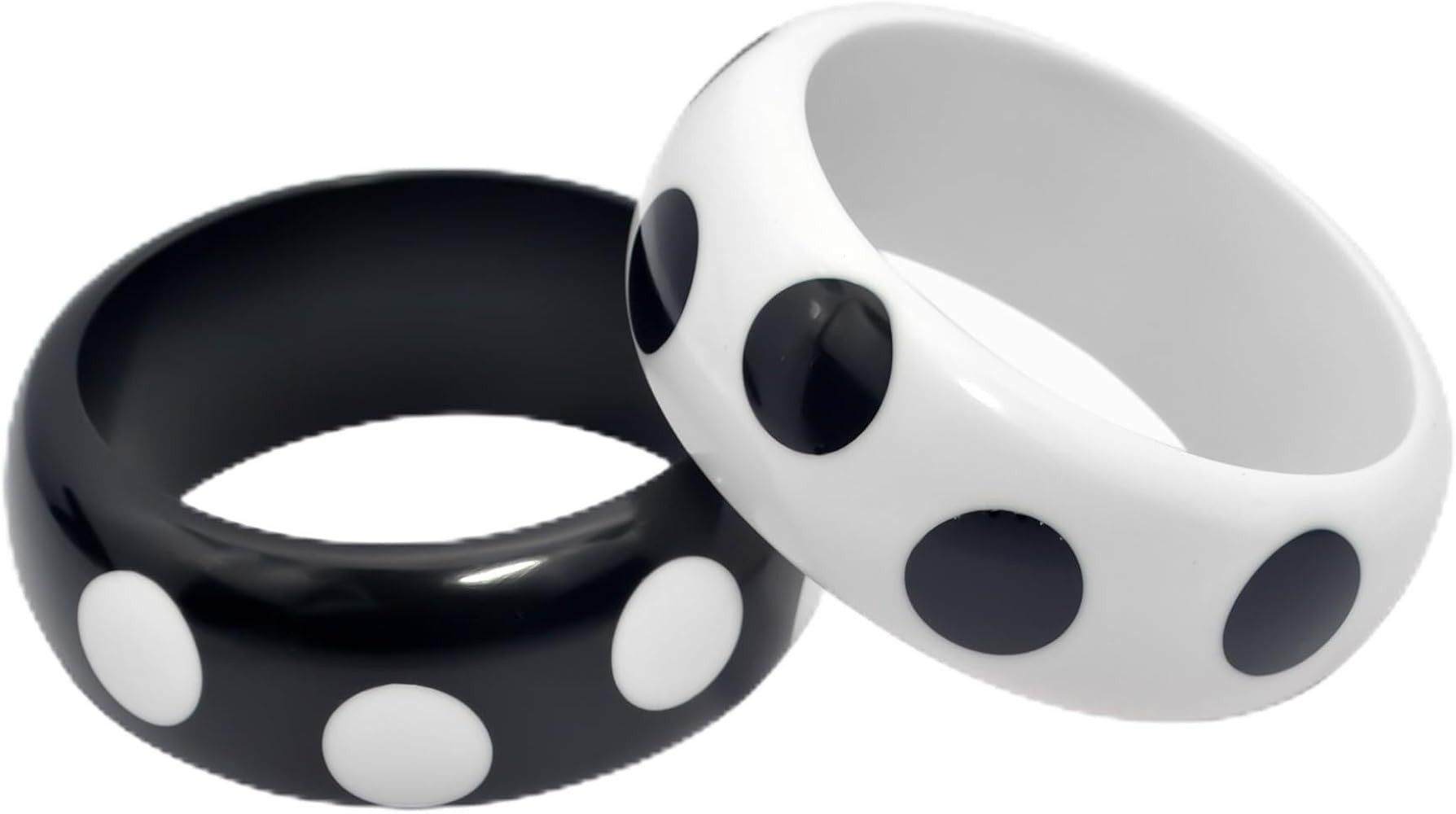 Pure Hands Polka Dot Resin Bangles Set \u2013 Polka Hauteur Black and White Handmade Bracelets fo... | Amazon (US)