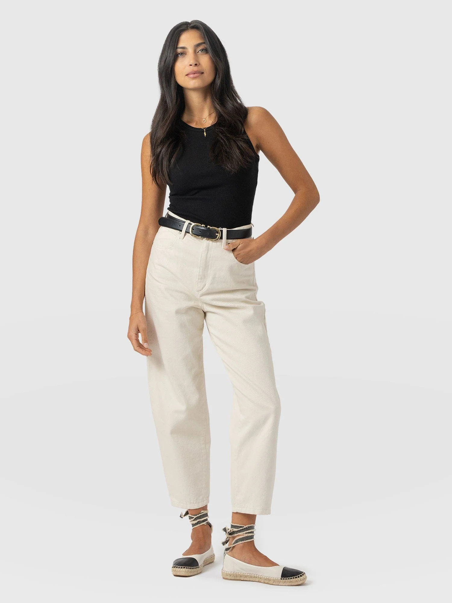 Barrel Leg Jean - Cream | Saint + Sofia