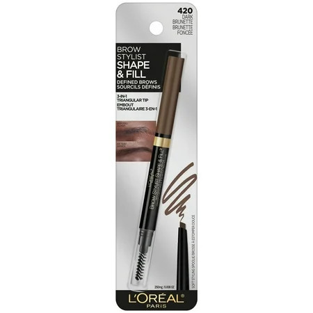 L Oreal Paris Brow Stylist Shape & Fill Mechanical Eye Brow Makeup Pencil Dark Brunette 0.008 oz. | Walmart (US)