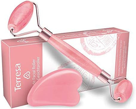 Jade Roller for Face, Terresa Rose Quartz Roller with Gua Sha Scraping Tool, Eye Treatment Roller... | Amazon (US)