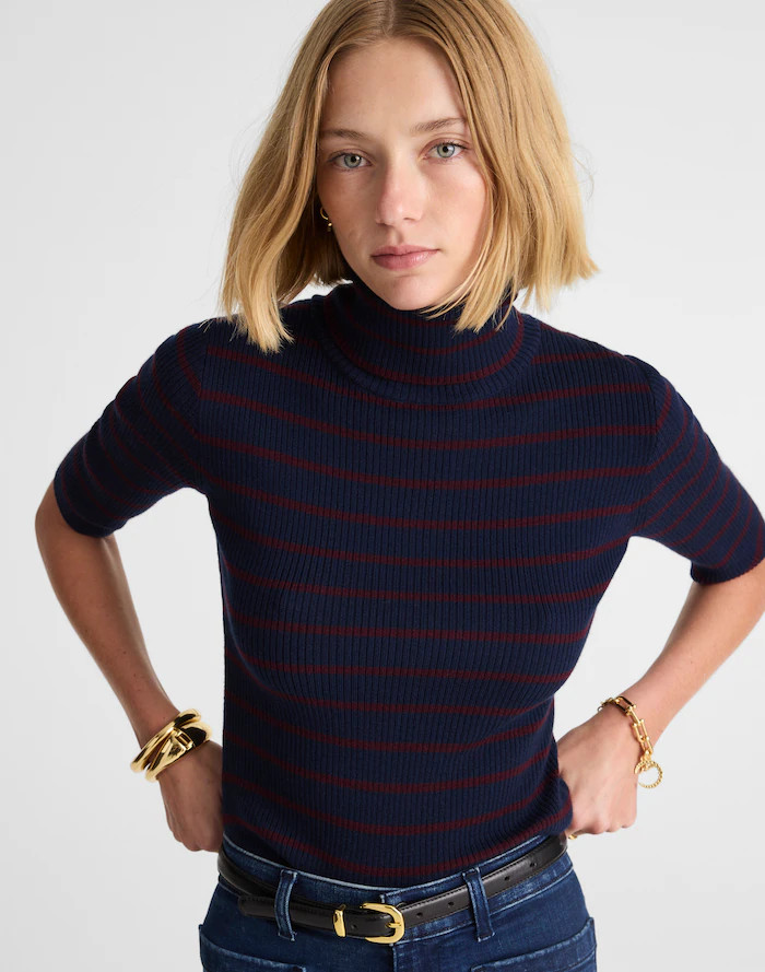 Ribbed Turtleneck Tee in Merino Wool | Madewell