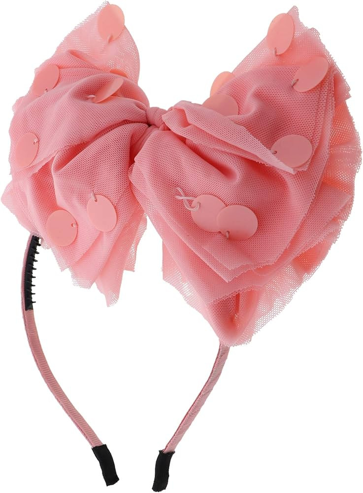 Motique Accessories Holiday Wedding Silk Knot Bow Headband With Shiny Circles-Peach | Amazon (US)