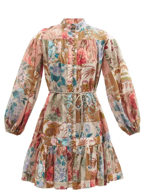 Zimmermann - Cassia Patchwork-floral Cotton Mini Dress - Womens - Multi | Matches (US)